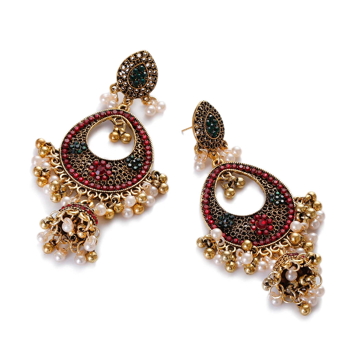 Boucles d'oreilles Vintage "Héritage Royal" - Style Indien &amp; Cristal