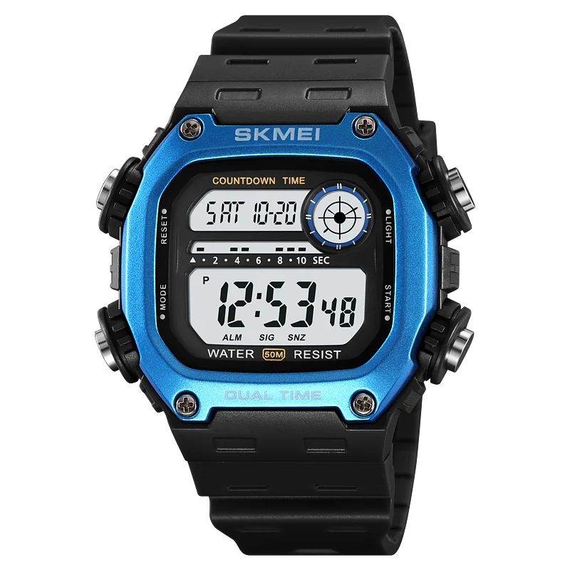 SKMEI Top Brand Back Light Dightal Countdown Sport Watches Mens Fashion 5Bar Waterproof Stopwatch Wristwatch Alarm montre homme