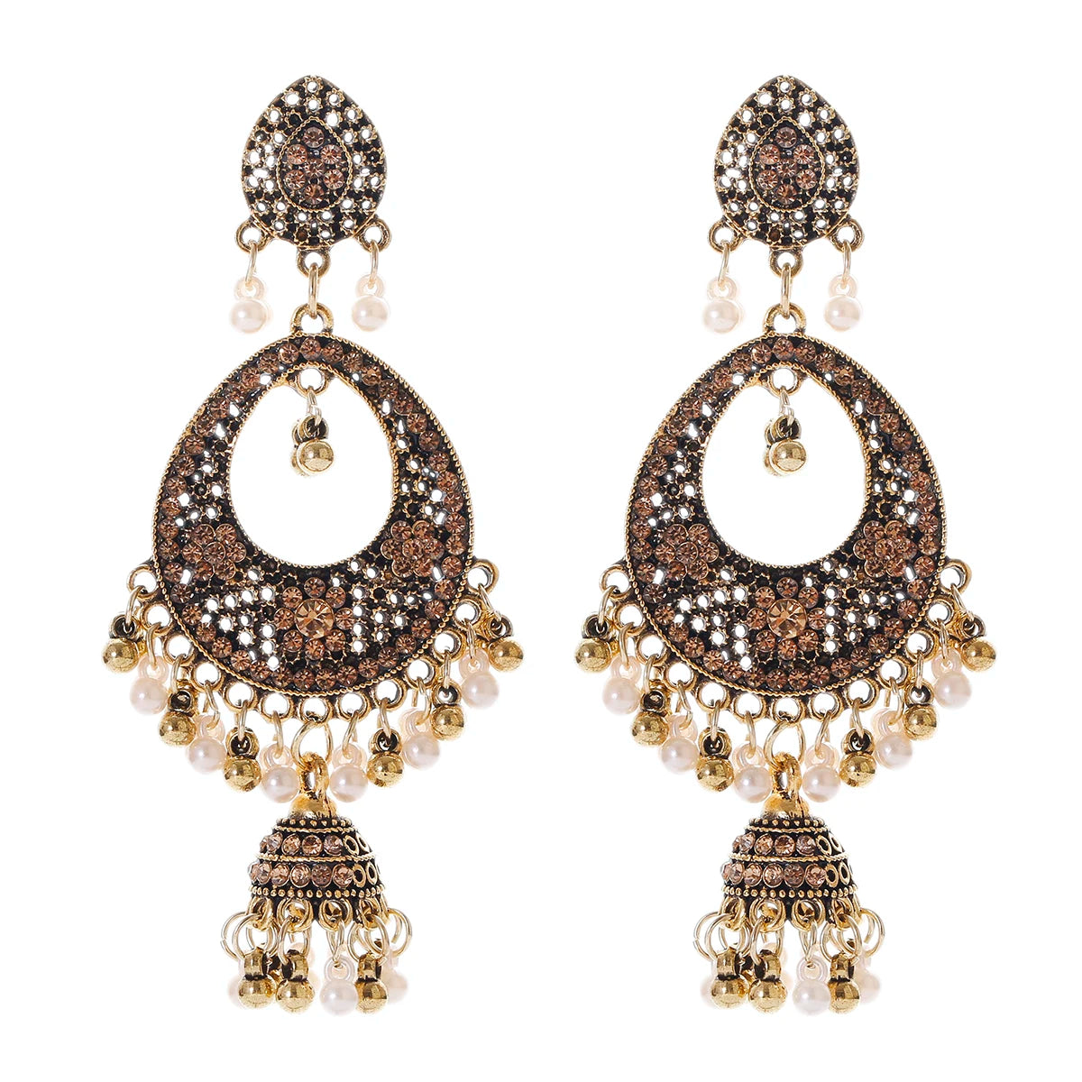Boucles d'oreilles Vintage "Héritage Royal" - Style Indien &amp; Cristal