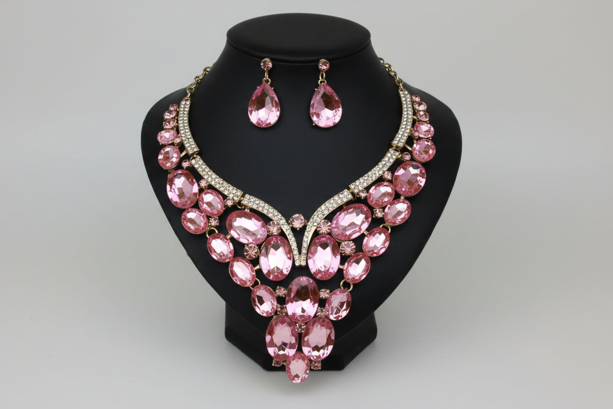 Ensemble Bijoux Mariage - Cristaux et Acier Inoxydable (3 Couleurs)
