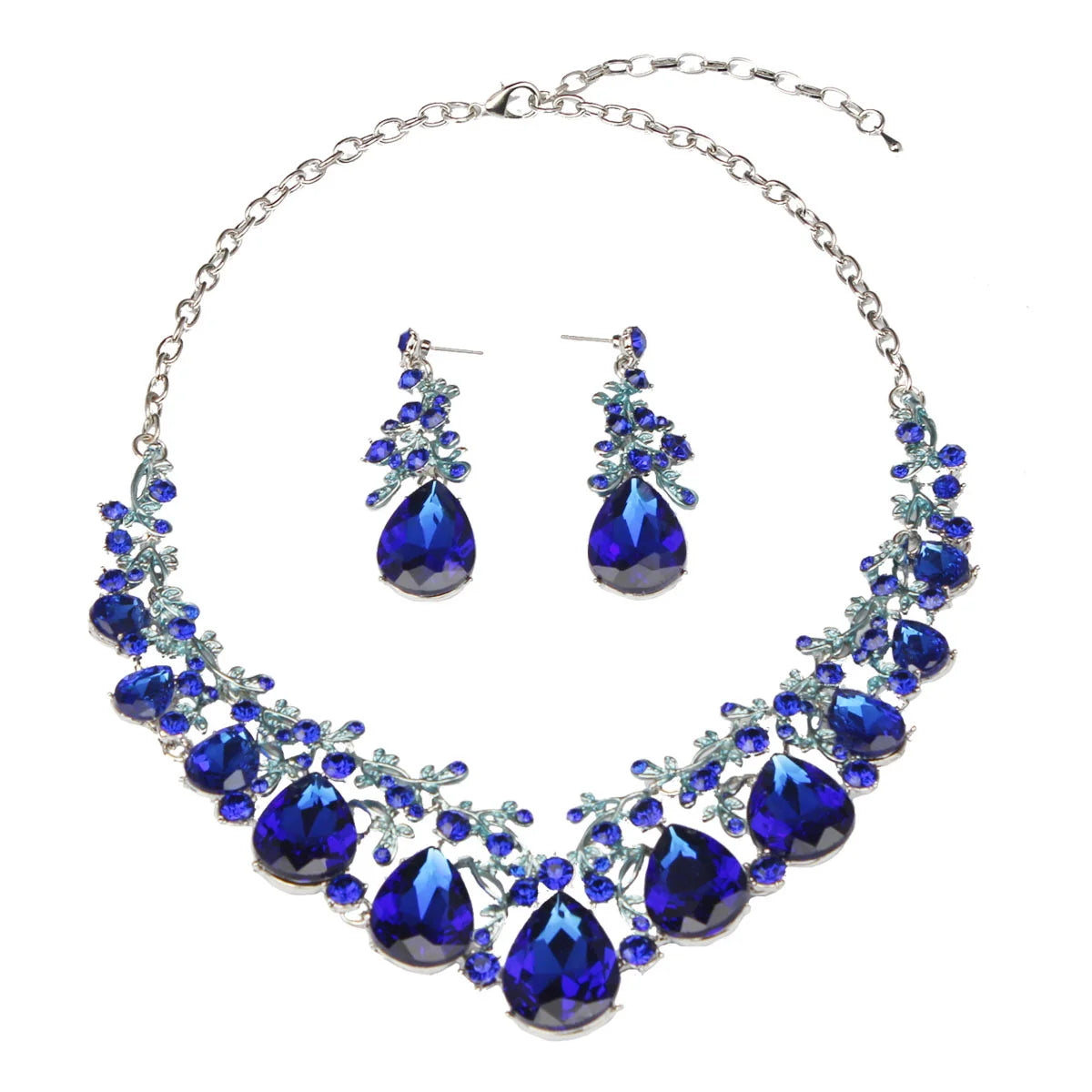 Parure de Mariage "Éclat Céleste" - Collier & Boucles d'oreilles Diamant  Ensemble Bijoux de Luxe pour Mariée - Acier Inoxydable