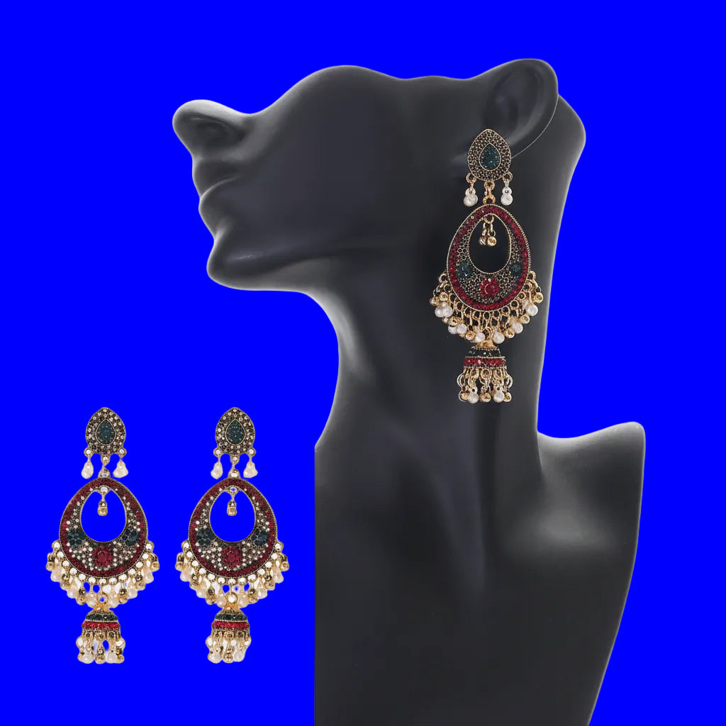 Boucles d'oreilles Vintage "Héritage Royal" - Style Indien &amp; Cristal