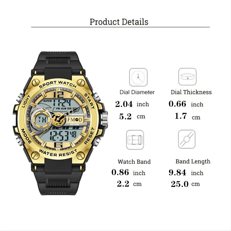 Fashionable digital men's military watch, trendy outdoor sports electronic watch
