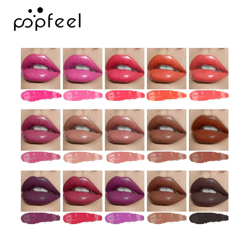 Palette de Lip Gloss pour Femmes, Formule Crème Hydratante pour Adultes avec 15 Couleurs Multi-Finis Longue Tenue