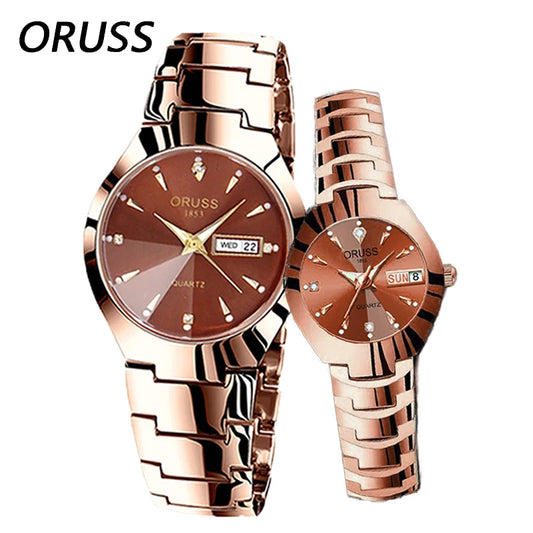 ORUSS Luxe - Montre à Quartz Élégante pour Homme et Femme en Acier Inoxydable