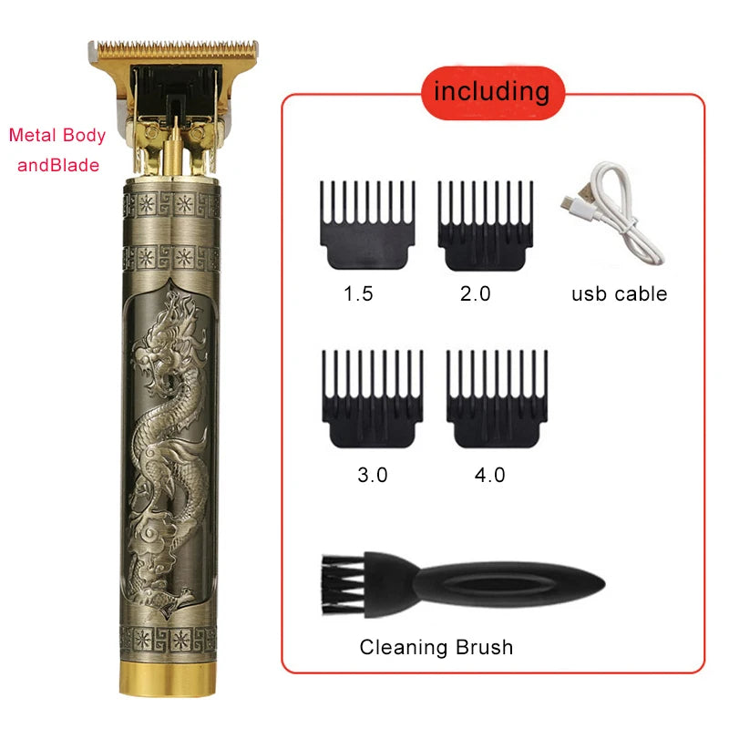Tondeuse à cheveux électrique en métal léger avec gravure de Bouddha traditionnel, marque TOUT PROMESSE.