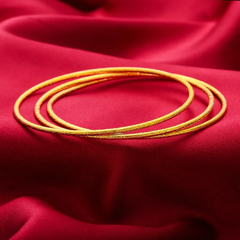 Ensemble de 3 bracelets joncs haut de gamme QEENKISS en or 24 carats, d'un diamètre de 60mm et 62mm, parfaits pour une mariée ou un cadeau de luxe - Collection TOUT PROMESSE.