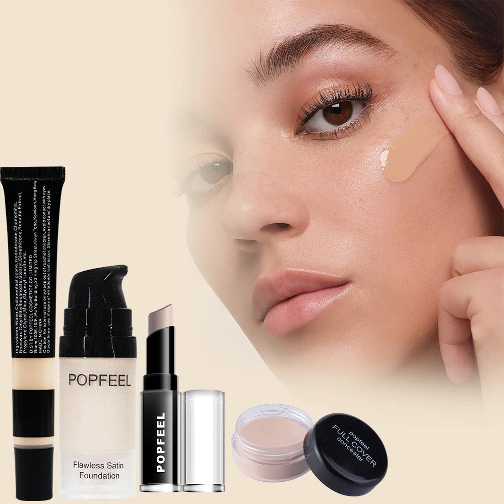 Mallette de maquillage complète POPFEEL avec palette d'ombres à paupières nude, fond de teint, base de teint, pinceaux et gloss pour femmes et adolescentes - Collection TOUT PROMESSE.